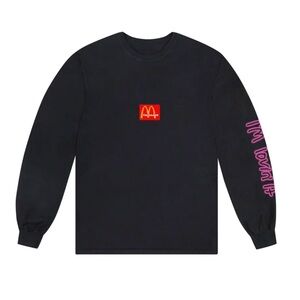 CACTUS JACK BY TRAVIS SCOTT x MCDONALD’S ACTION FIGURE SPACE SHIRT, SMALL,BLACK